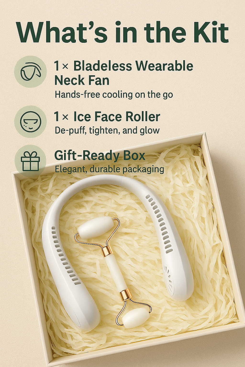(Copy) Neck Fan & Face Roller Glow Kit – Gift-Ready Box 🎁 - (Free Delivery)