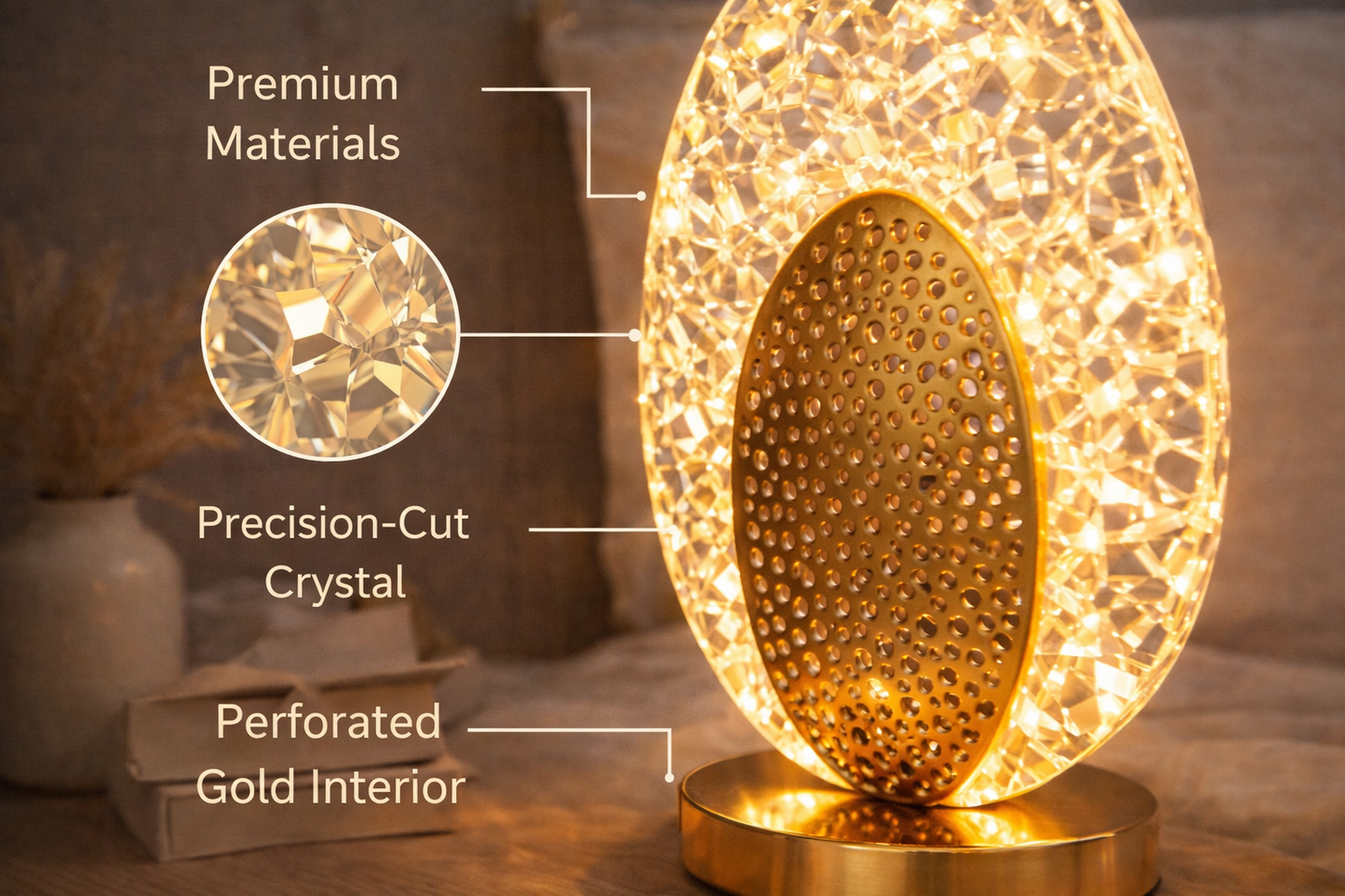 Oval Crystal LED Table Lamp