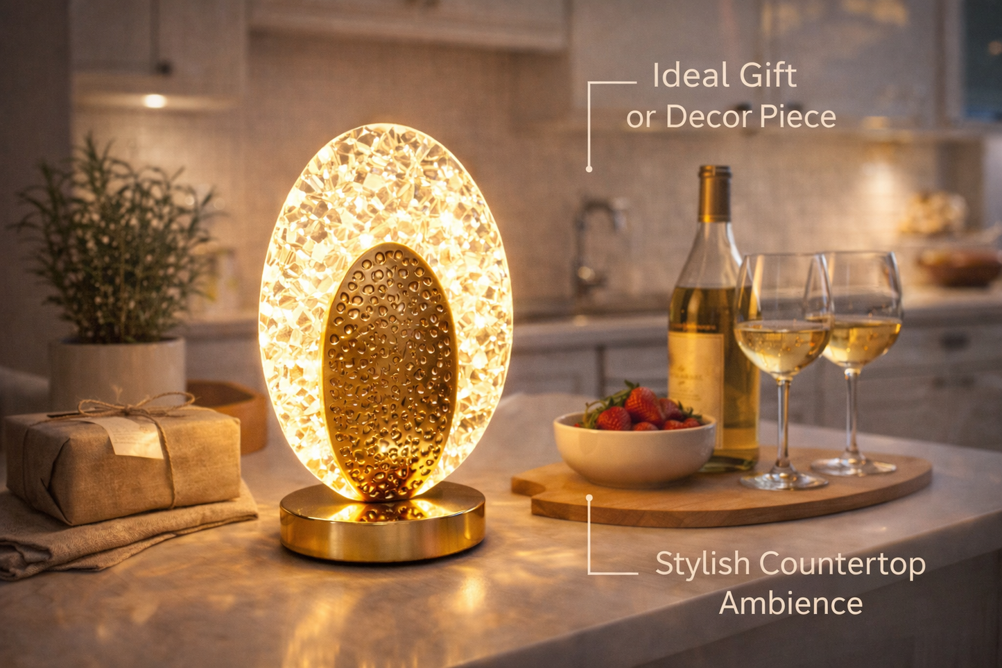 Oval Crystal LED Table Lamp