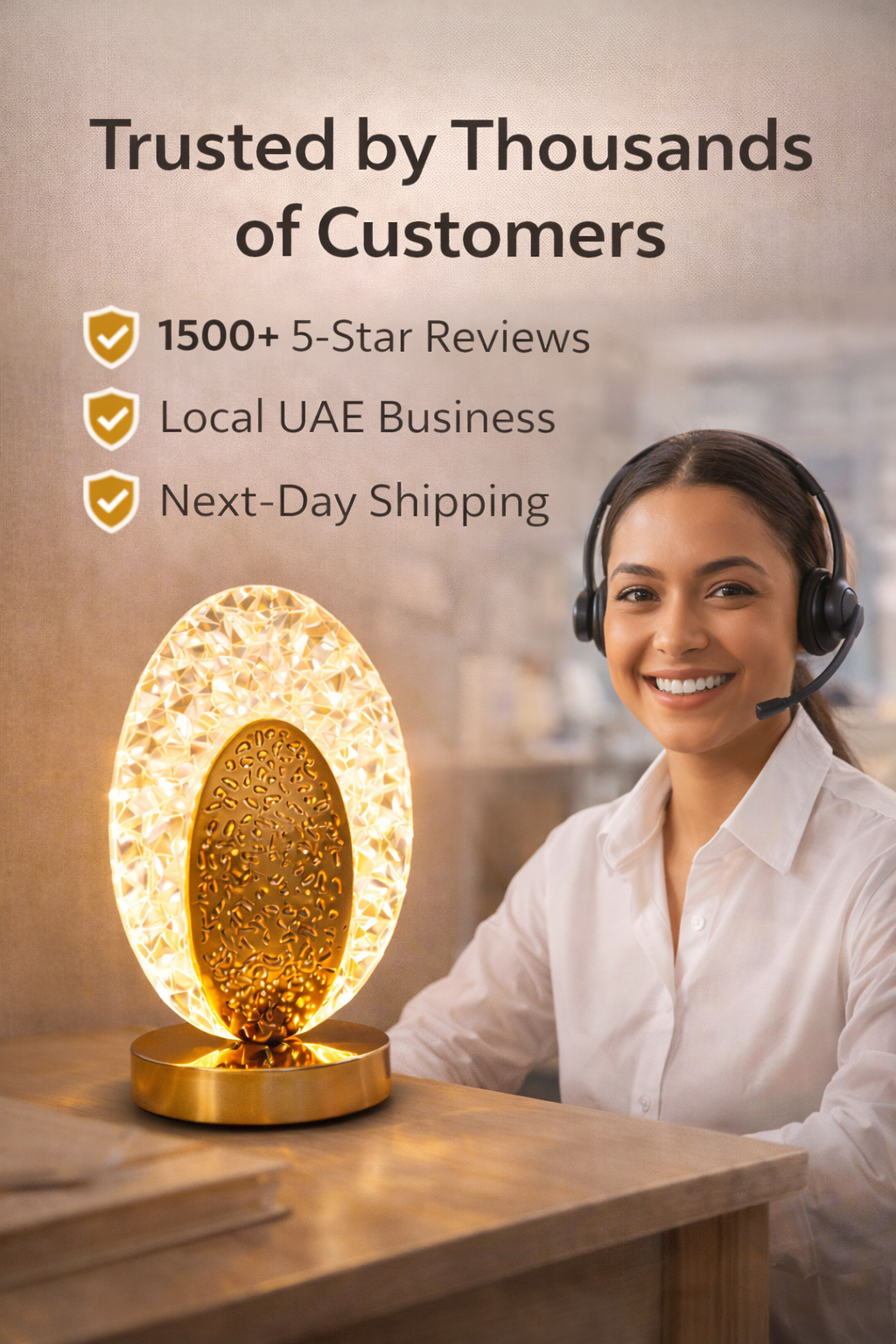 Oval Crystal LED Table Lamp